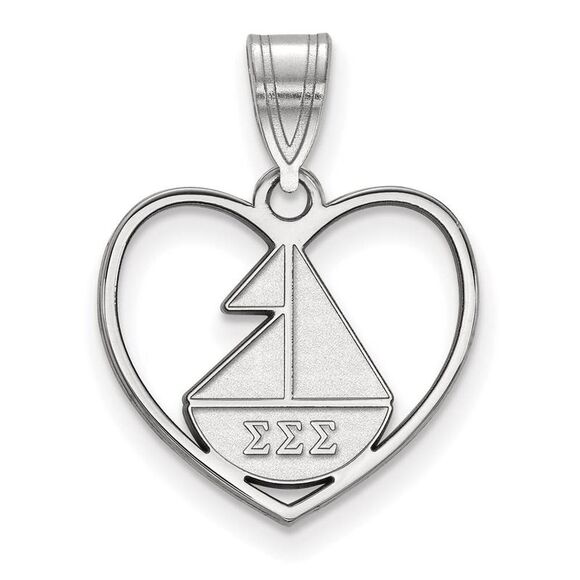 Sterling Silver Sigma Sigma Sigma Heart Pendant - Picture 1 of 3